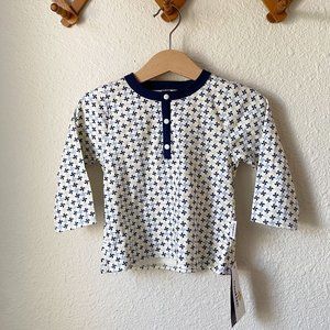 NWT Endue Blue Long Sleeve Henley Shirt Size 12-18 Months